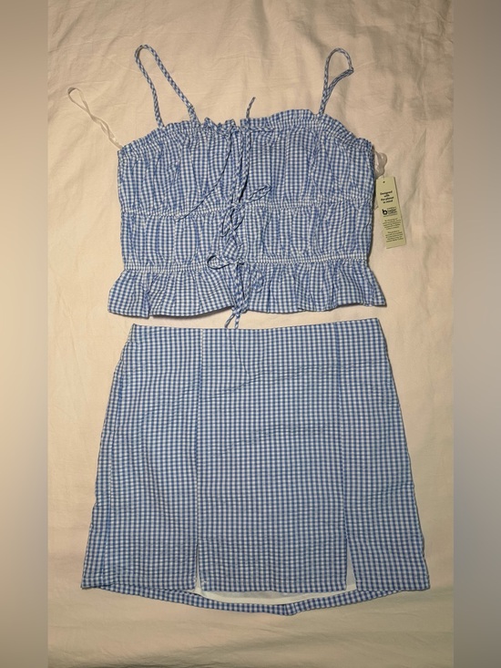 No Boundaries Dresses & Skirts - No Boundaries Blue White Gingham Two-Piece Skirt Set